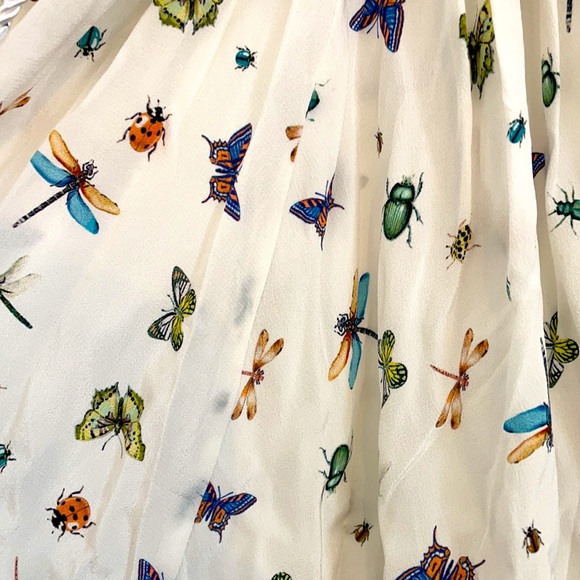 The Kooples silk dress, white with butterflies, sz Small. - Picture 2 of 7